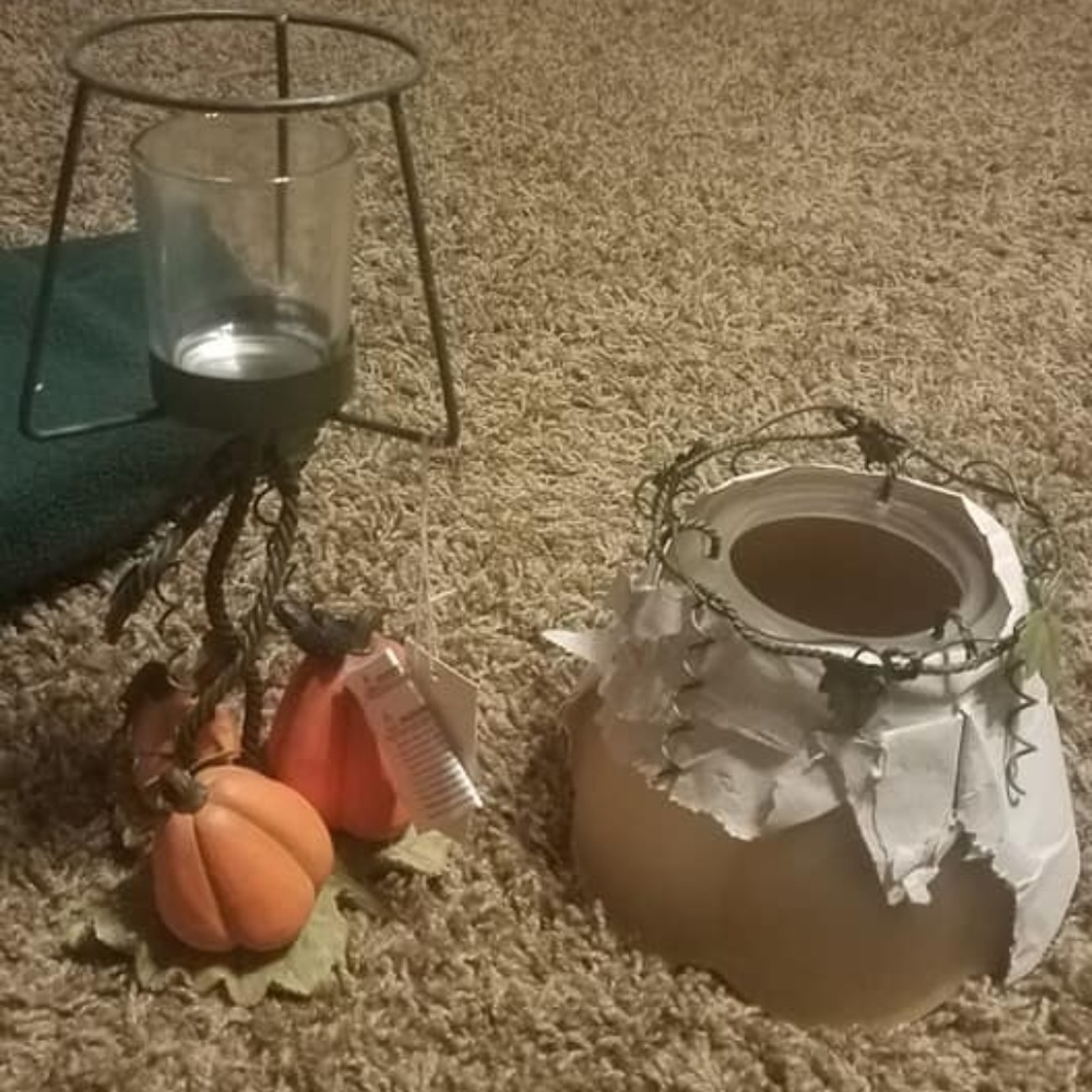 Home Interiors pumpkin Vine candle holder lamp
